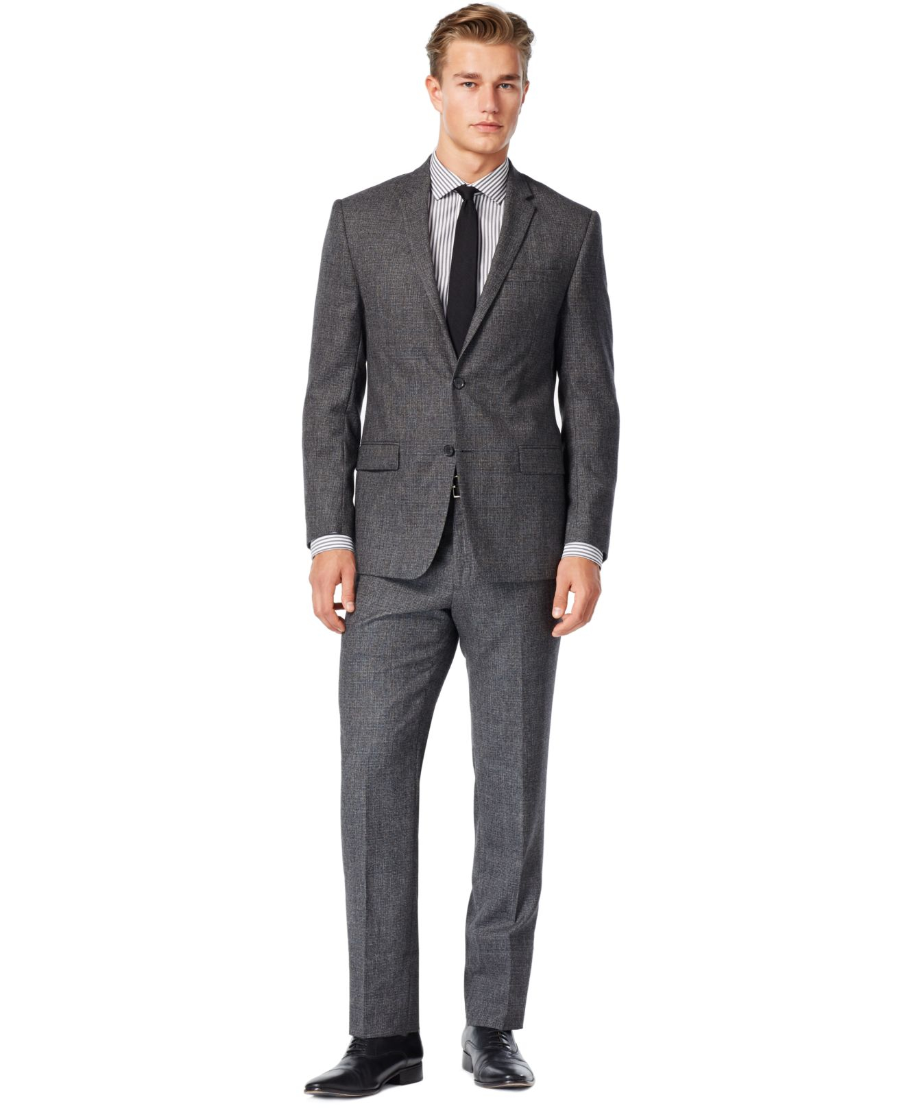 Lyst - Dkny Black Flannel Slim-fit Suit in Black for Men