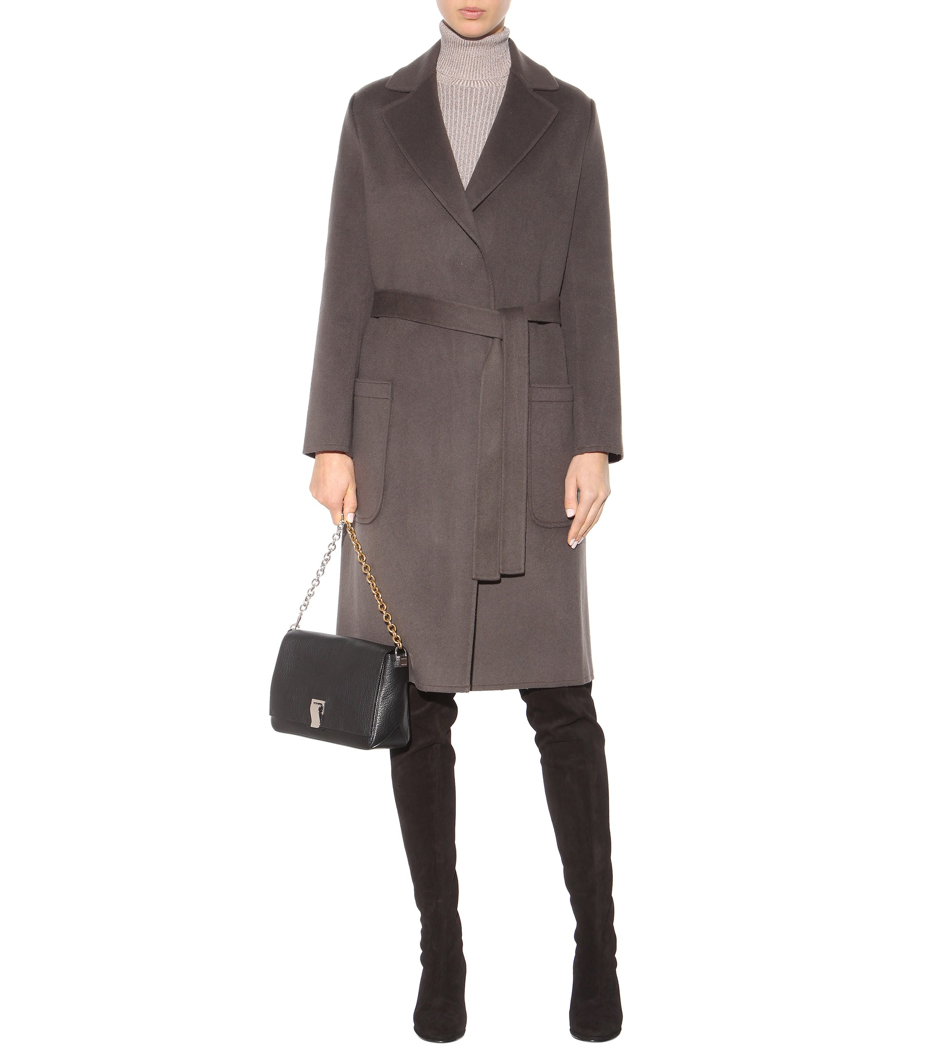 h&m brown long coat