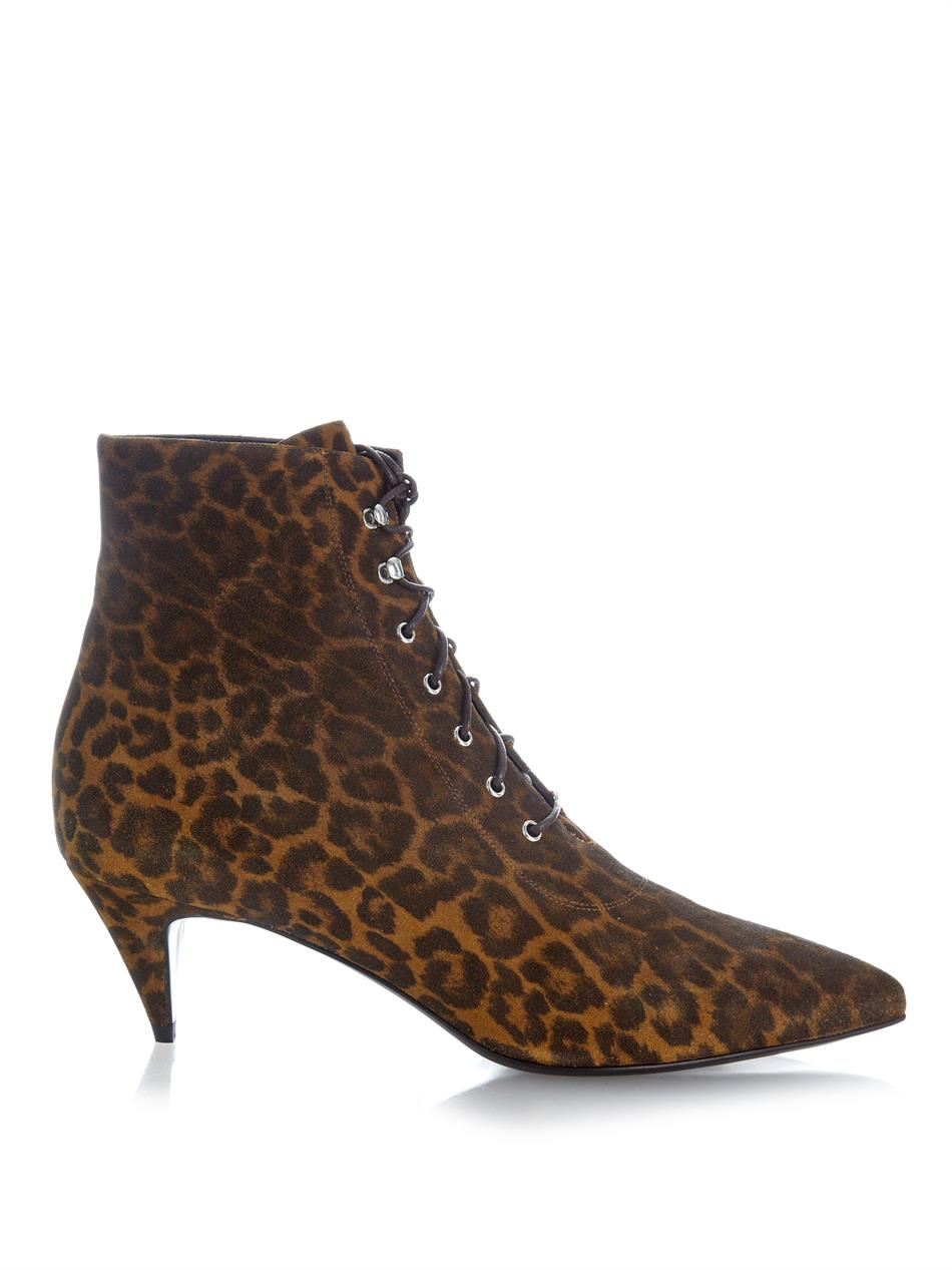 leopard low heel ankle boots