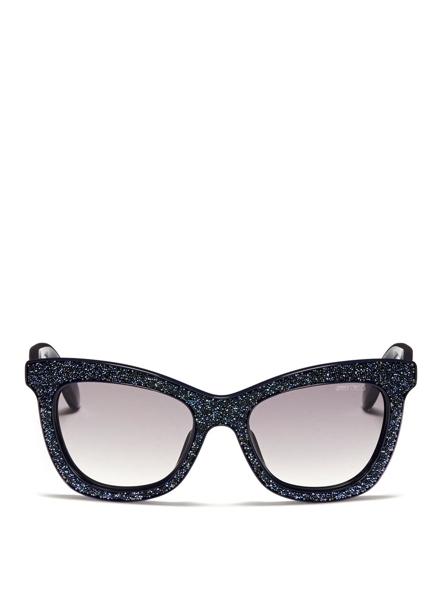 Jimmy choo Flash Metallic Caviar Sunglasses in Blue Lyst