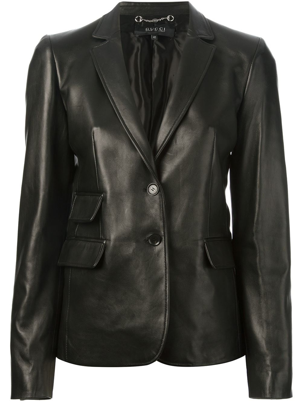 Gucci Leather Blazer Jacket in Black | Lyst
