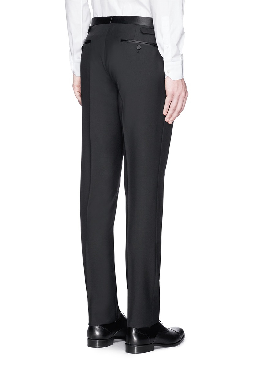 Lanvin Satin Waistband Wool-mohair Tuxedo Pants in Black for Men | Lyst