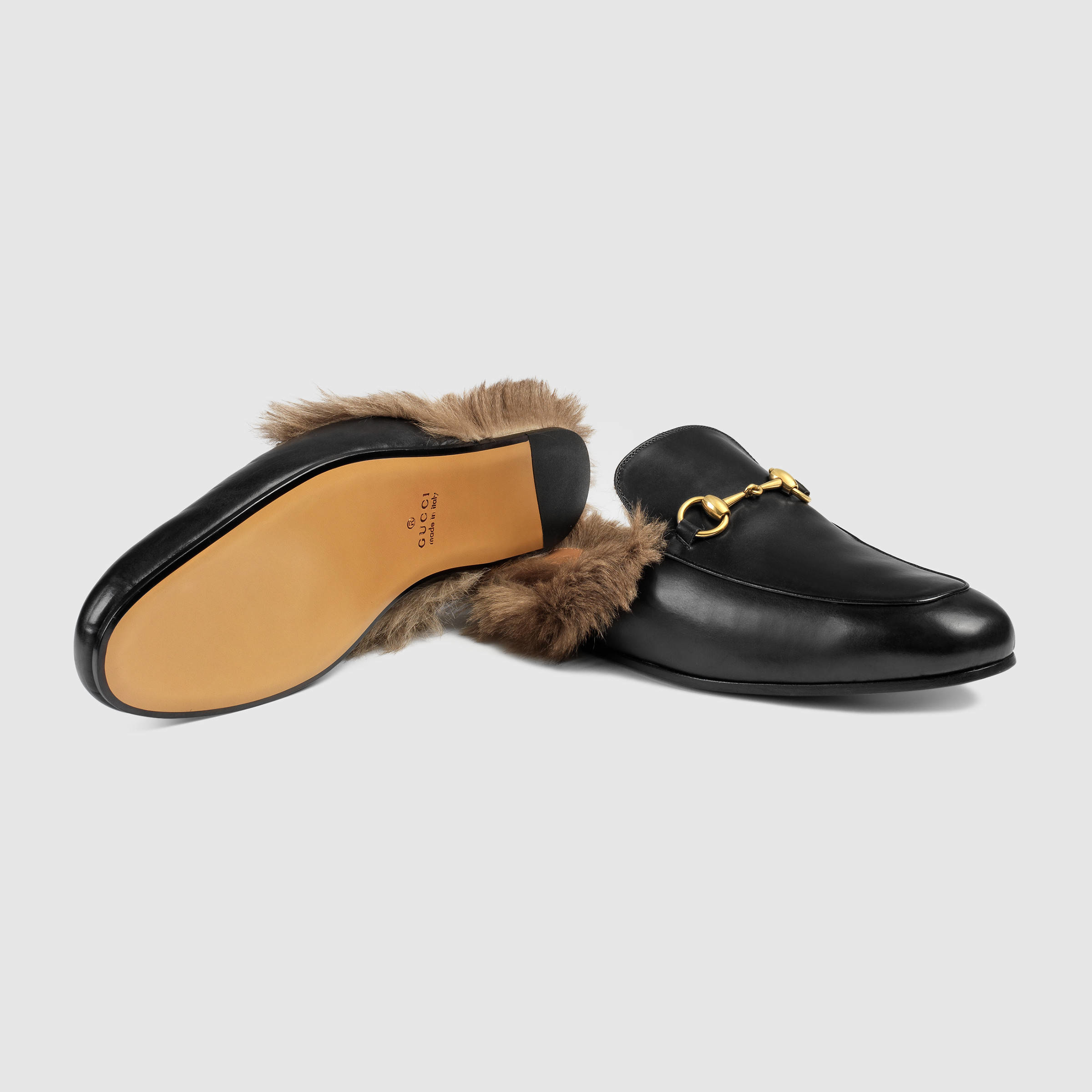 Gucci Princetown Leather Slipper in Black for Men - Lyst