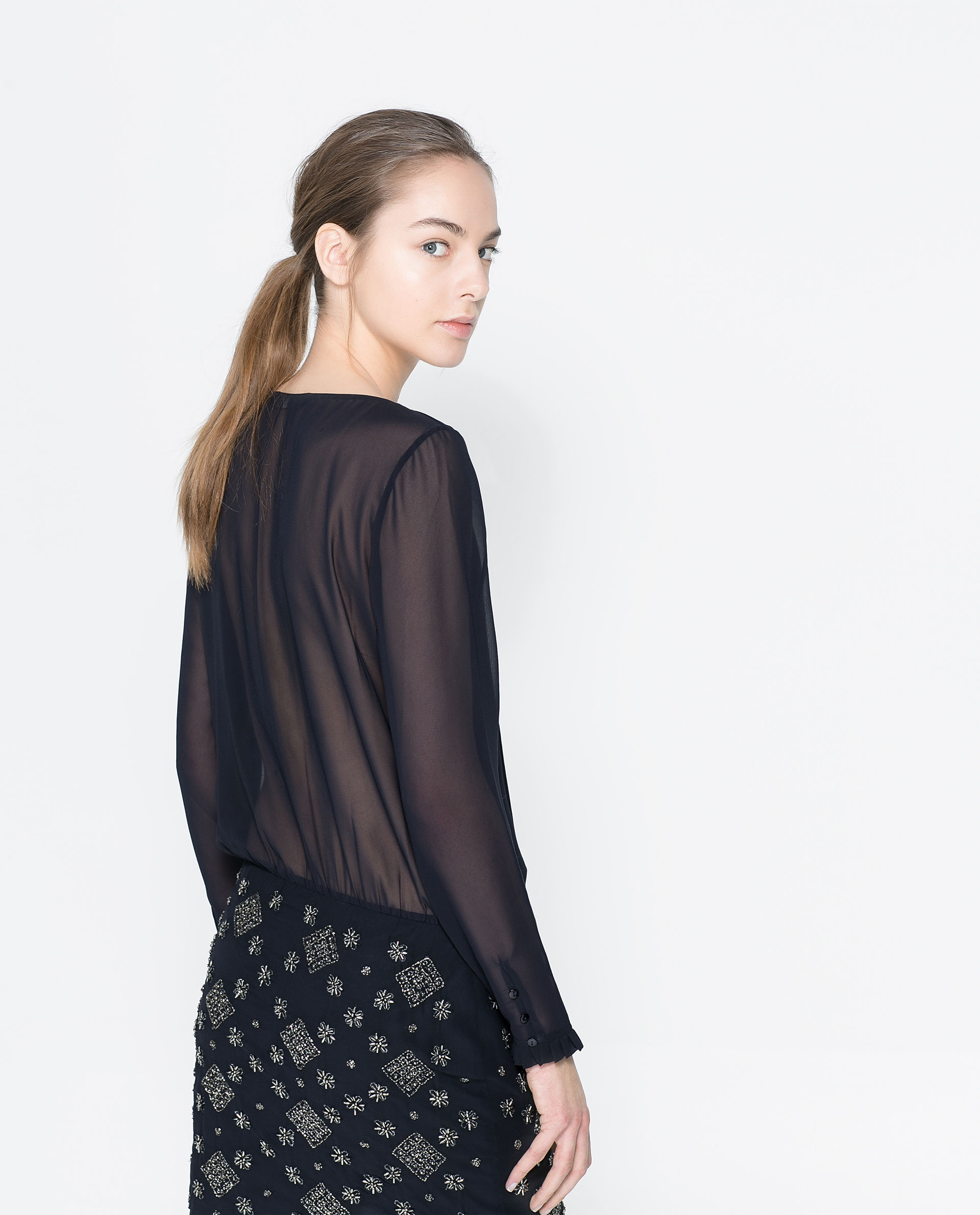 Zara Combined Dress with Buttons in Blue (Navy blue) Lyst