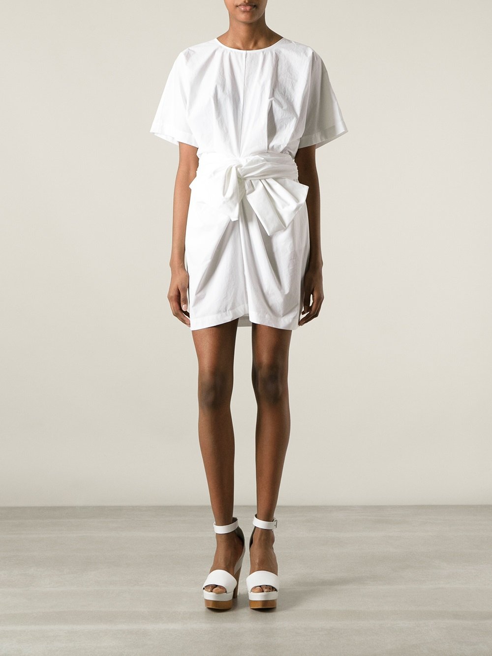 knot front cut out t shirt dress