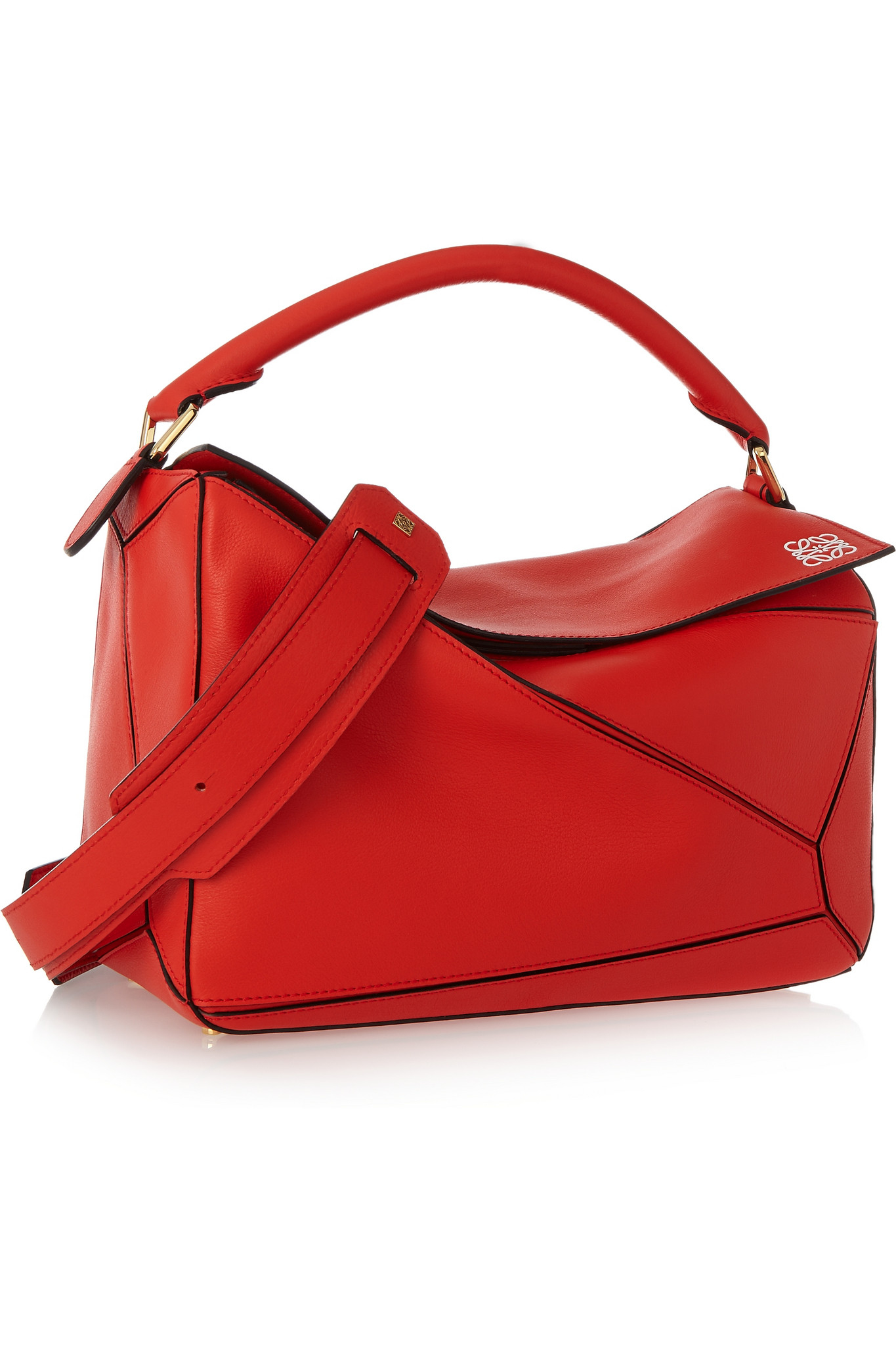 Loewe Puzzle Leather Shoulder Bag in Red - Lyst