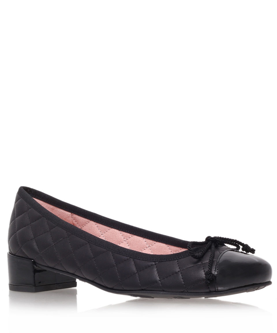 Lyst - Pretty Ballerinas Black Lindsay Quilted Block Heel Court Shoes in Black