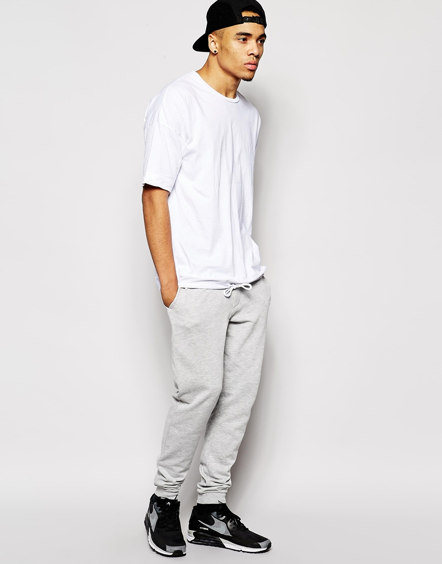 Lyst - Asos Skinny Joggers With Zip Fly And Button Detail in Gray for Men