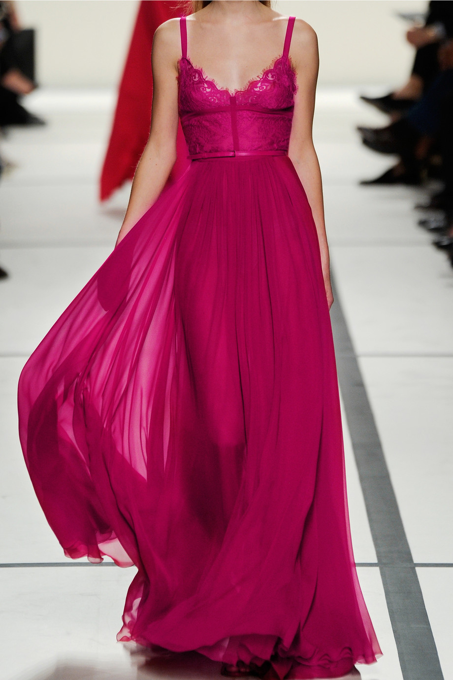 Elie Saab Georgette And Lace Gown In Pink Lyst 2929