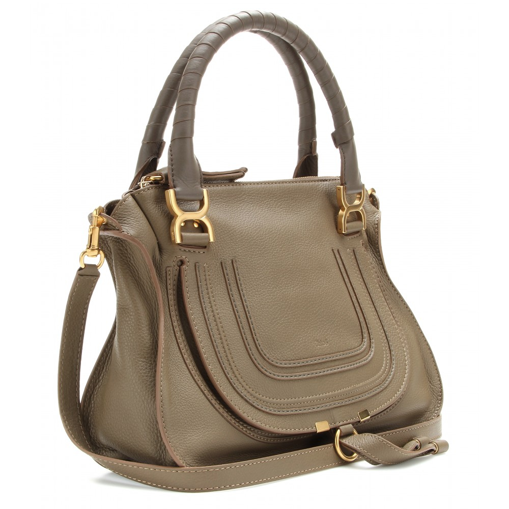 Chlo Marcie Medium Leather Shoulder Bag in Brown (anchor grey ...  