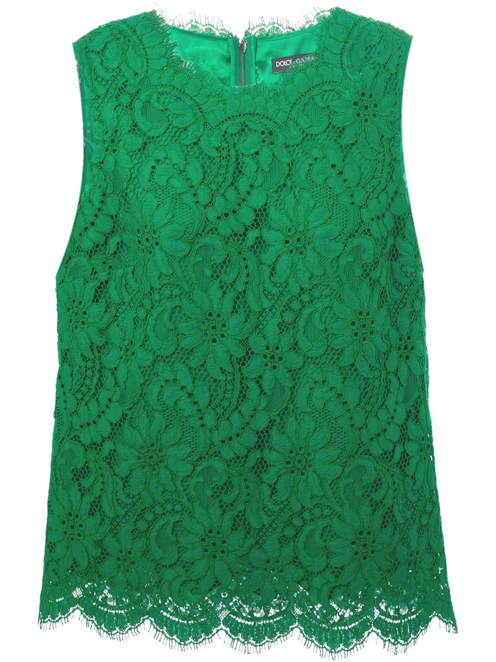 Lyst - Dolce & Gabbana Floral Lace Sleeveless Blouse in Green