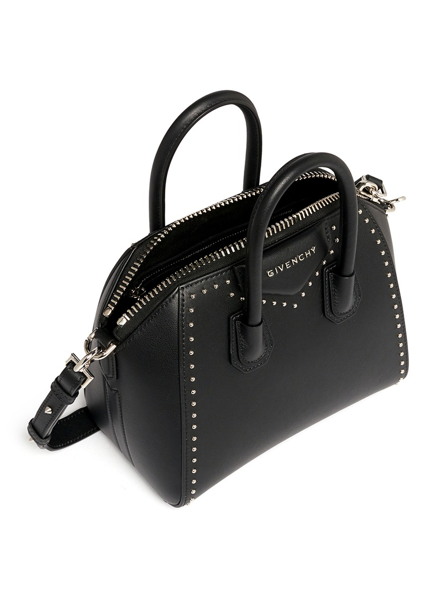 Givenchy Antigona Mini Stud Border Leather Bag in Black - Lyst