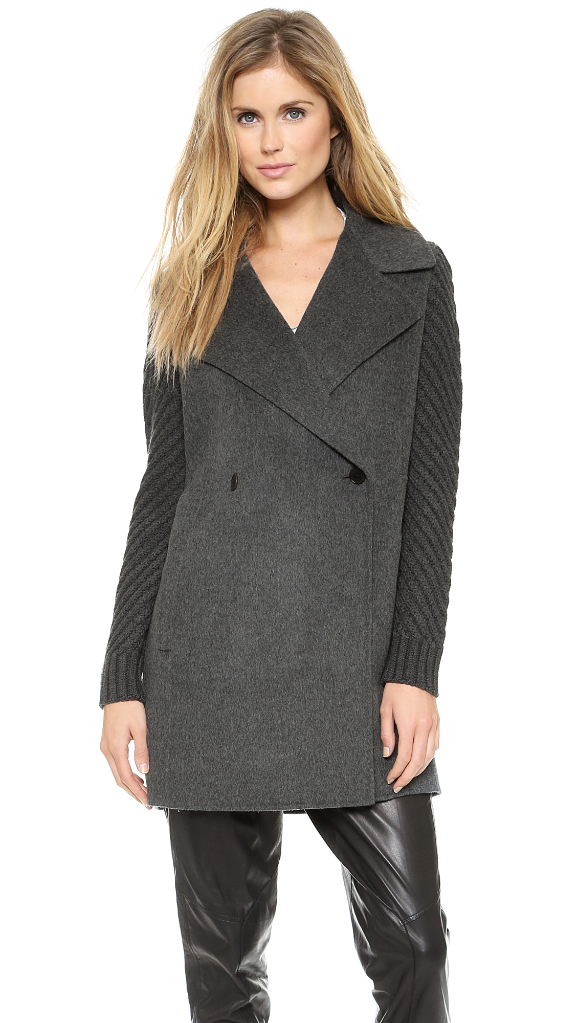 Vince Sweater Sleeve Coat - Medium Heather Grey in Gray (Medium Heather ...