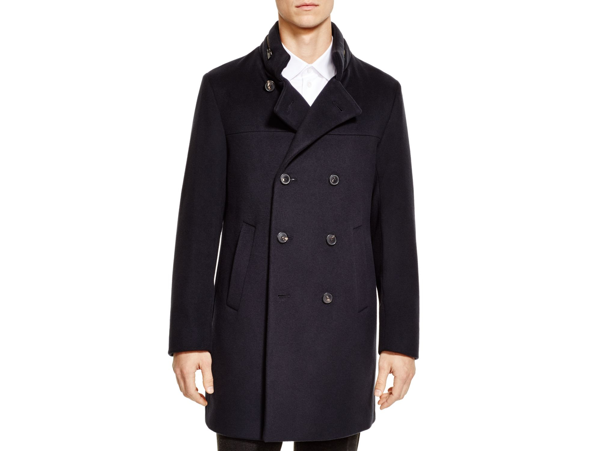 Armani Wool & Cashmere Double-breasted Overcoat in Blue for Men (Notte ...