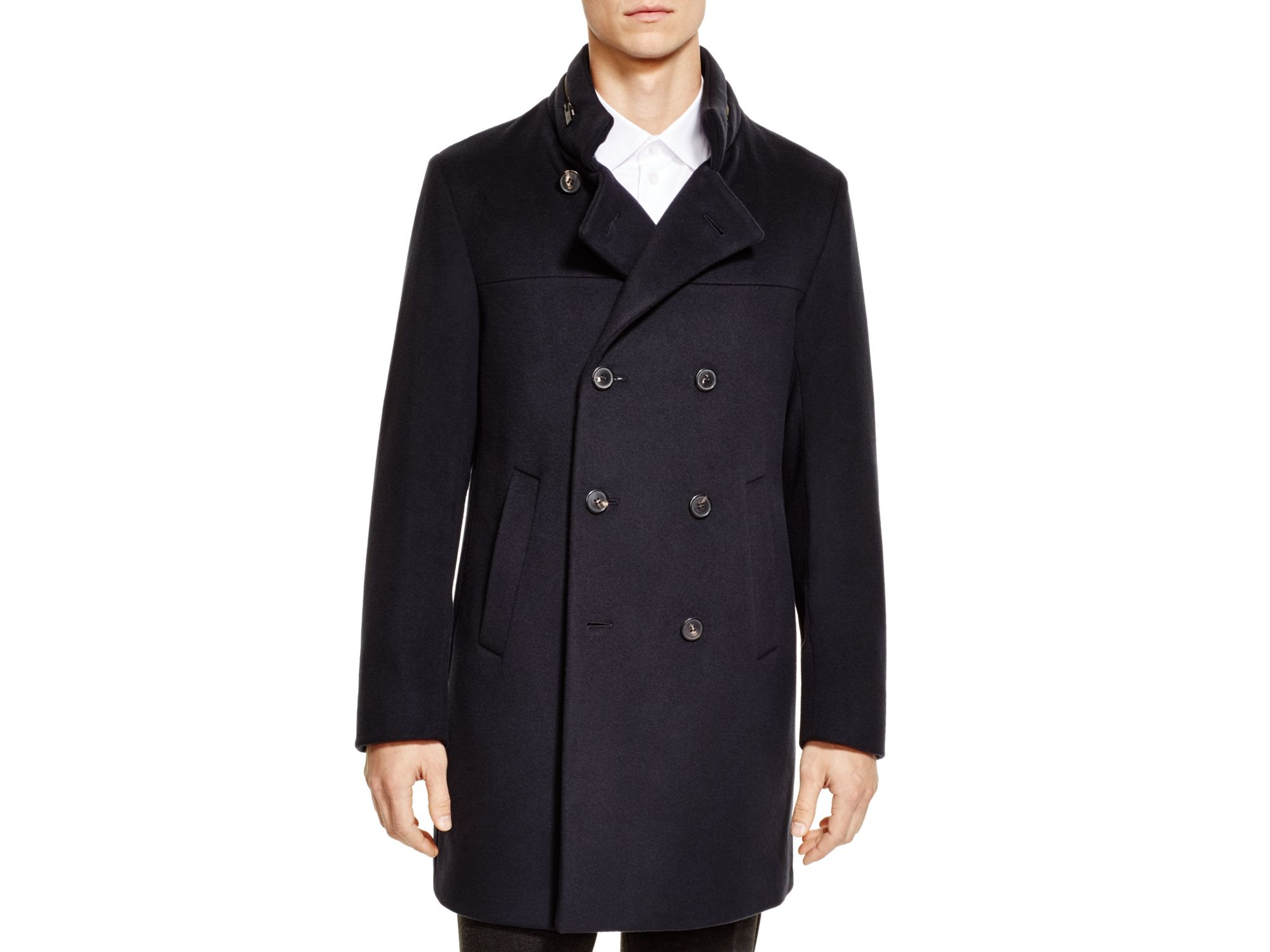 Armani Wool & Cashmere Double-breasted Overcoat in Blue for Men (Notte