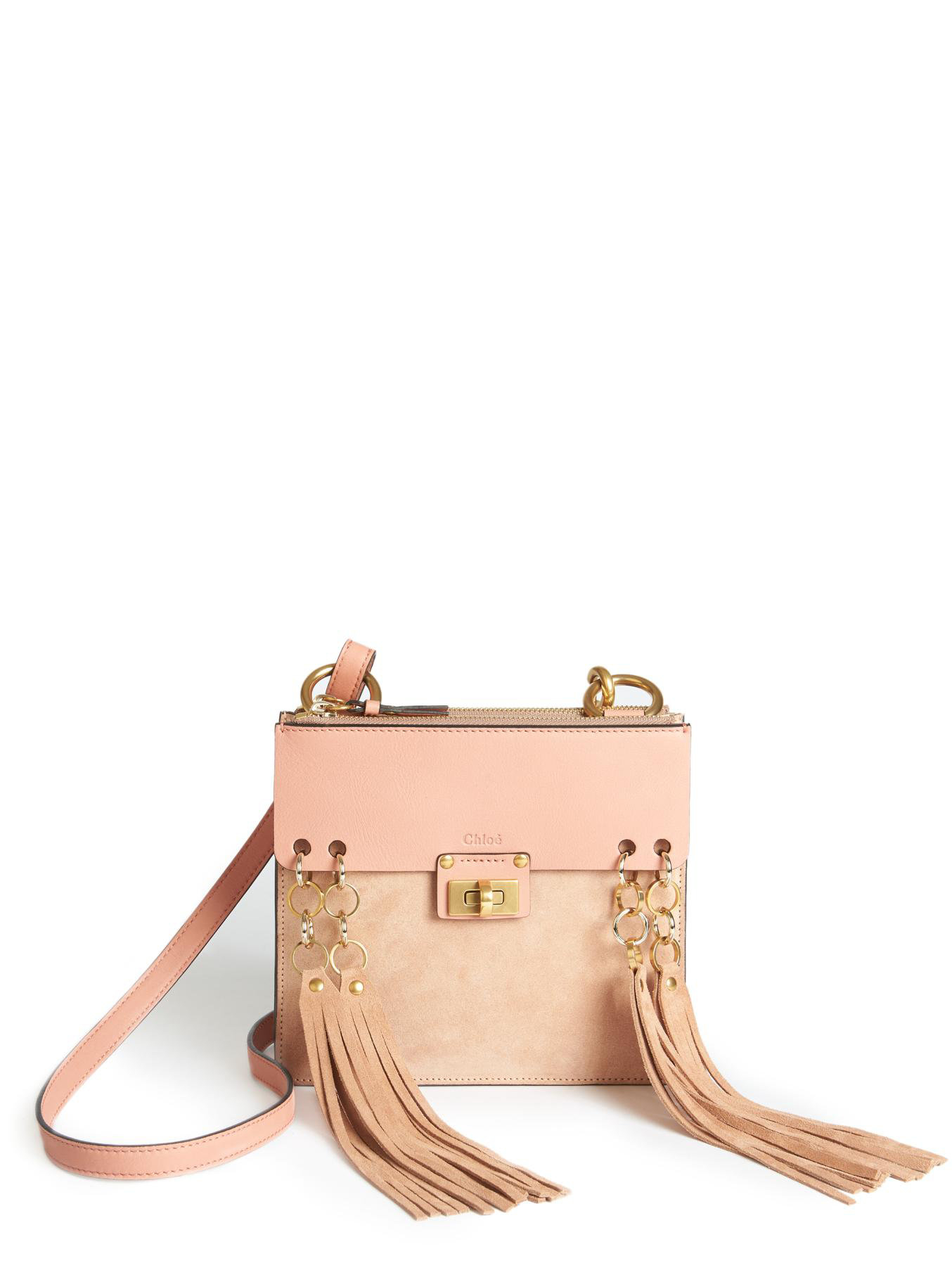 Chlo Jane Small Leather And Suede Cross-Body Bag in Pink (misty ...