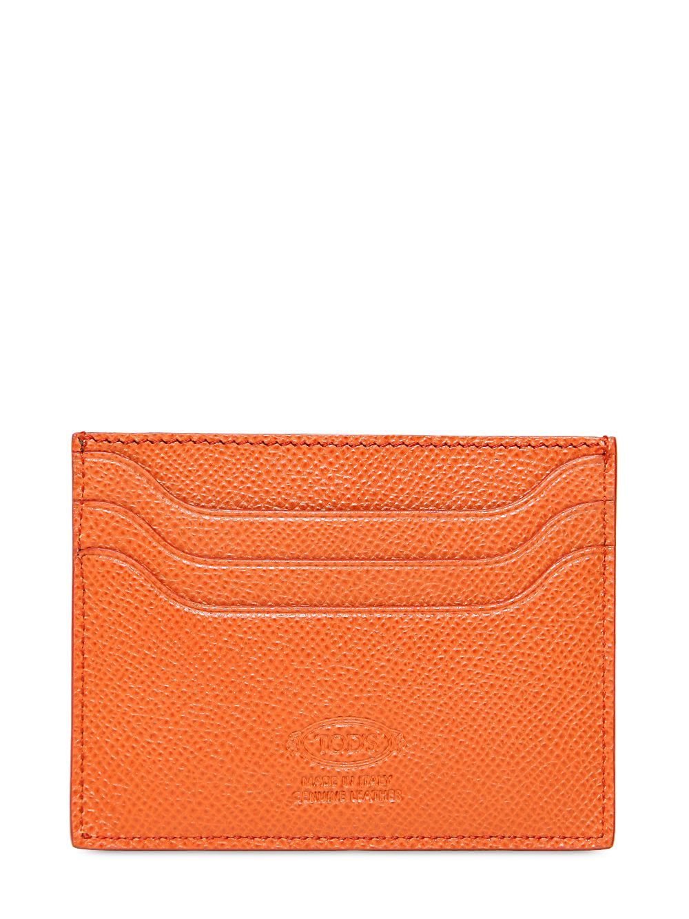 Tod's Embossed Leather Credit Card Holder in Orange for Men | Lyst