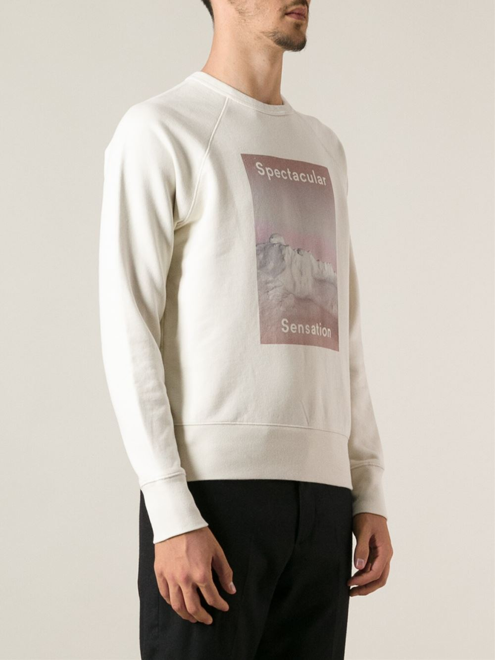 Lyst - Acne Studios Printed Sweatshirt in White for Men