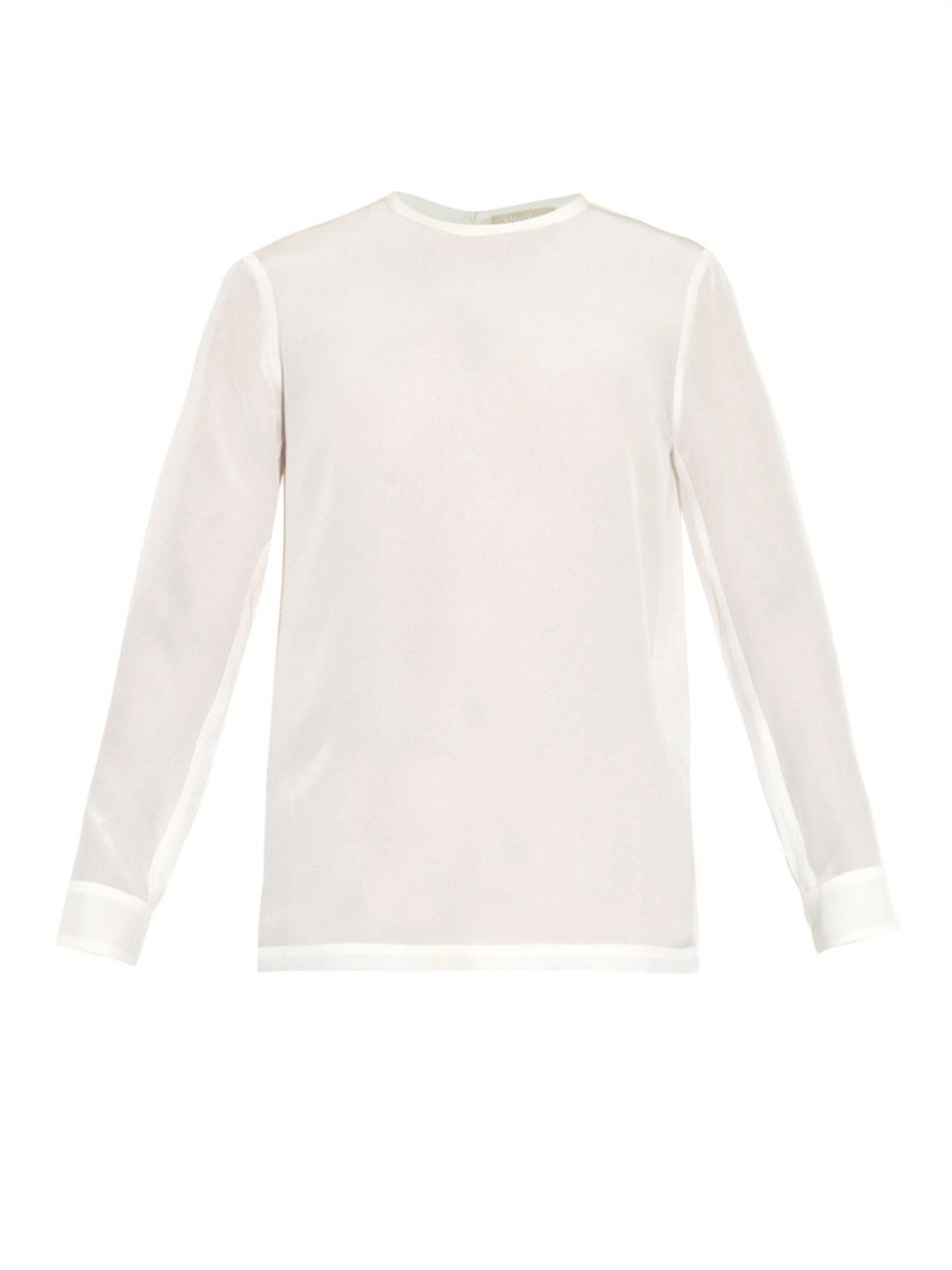 lyst s max mara ema silk blouse in white lyst s max mara ema silk blouse in white
