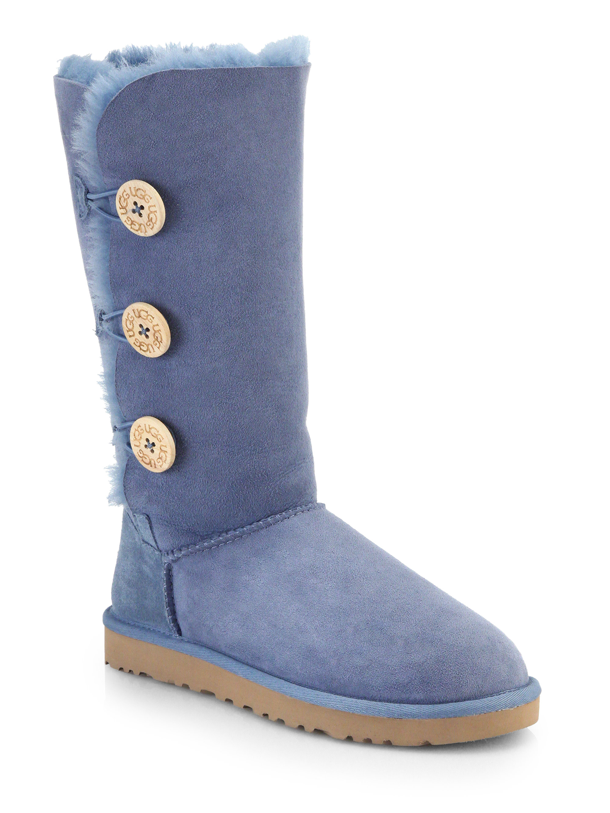 Ugg Bailey Button Knee-high Shearling Boots in Blue | Lyst