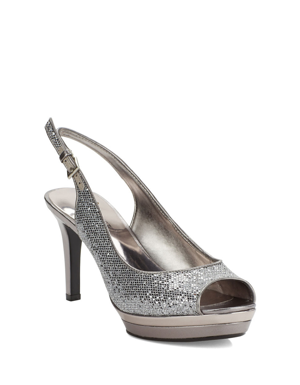 Nine west Able Slingback Platform Heels in Metallic | Lyst