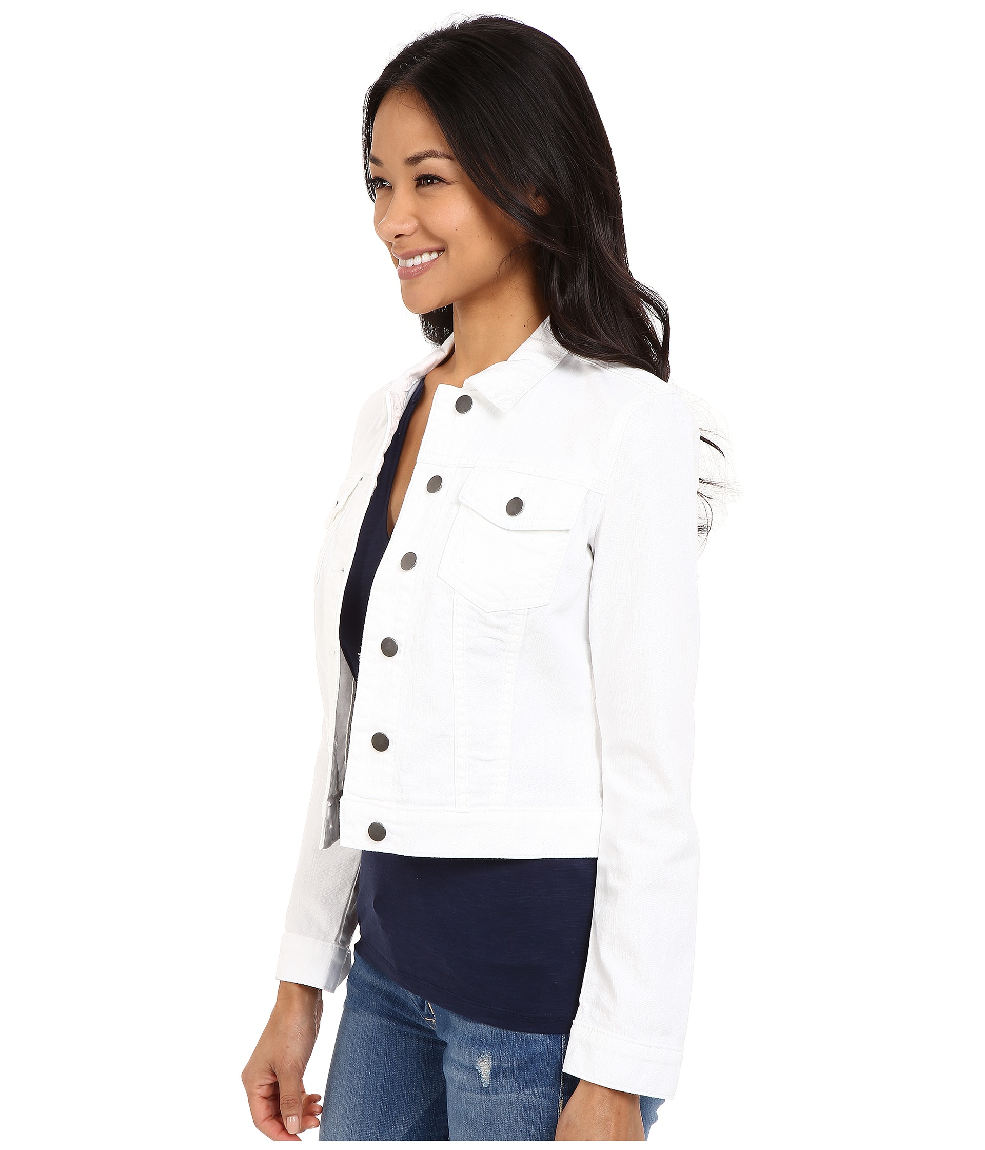 Lyst Kut From The Kloth Petite Helena Denim Jacket in White