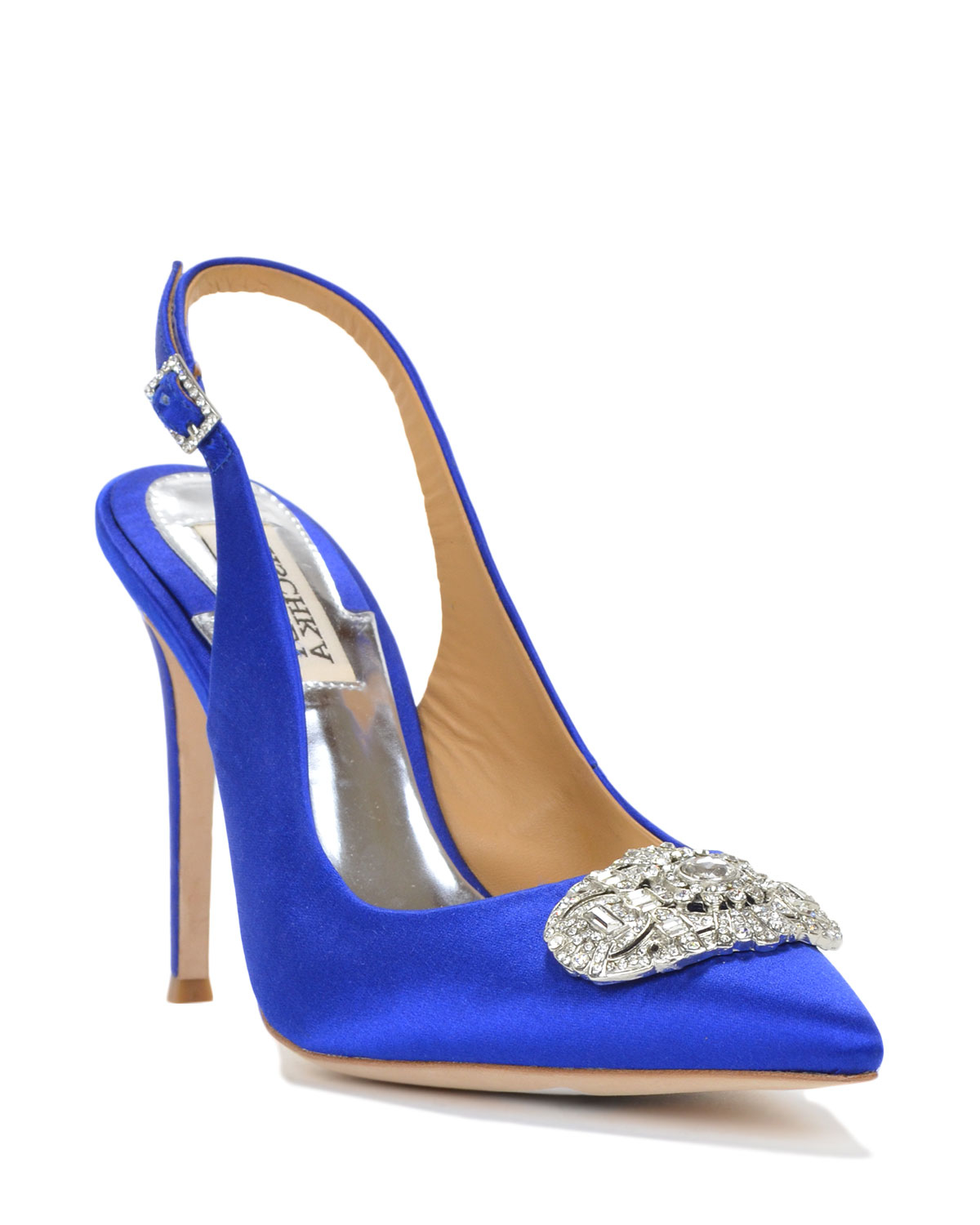 Badgley Mischka Sansa Satin Slingback Evening Shoe in Blue (Sapphire ...