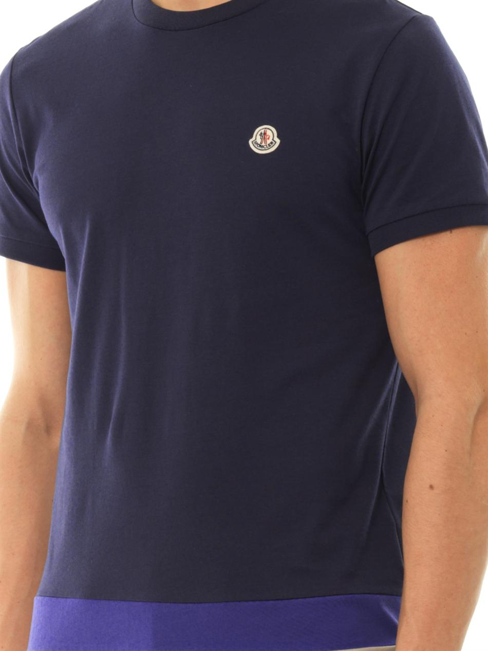 Moncler Crewneck Cotton Tshirt in Blue for Men - Lyst