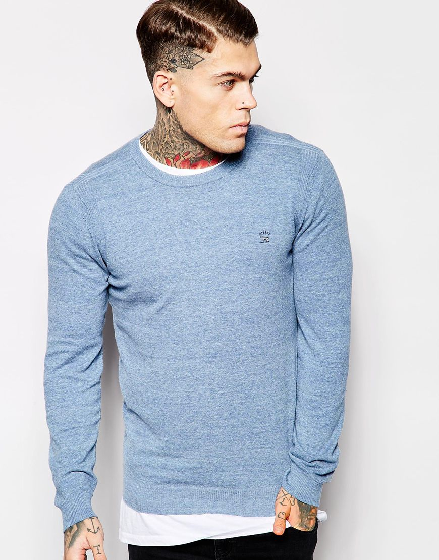 DIESEL Crew Knit Sweater K-maniky Slim Fit Light Weight in Blue for Men ...