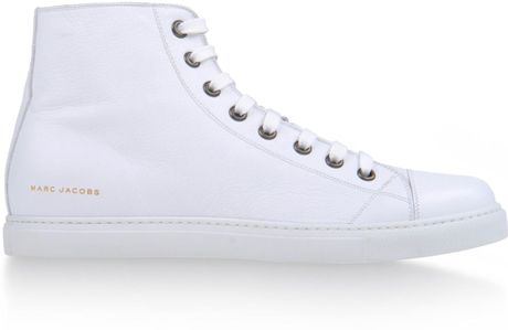 Marc Jacobs Mens High Top Leather Sneakers in White for Men | Lyst