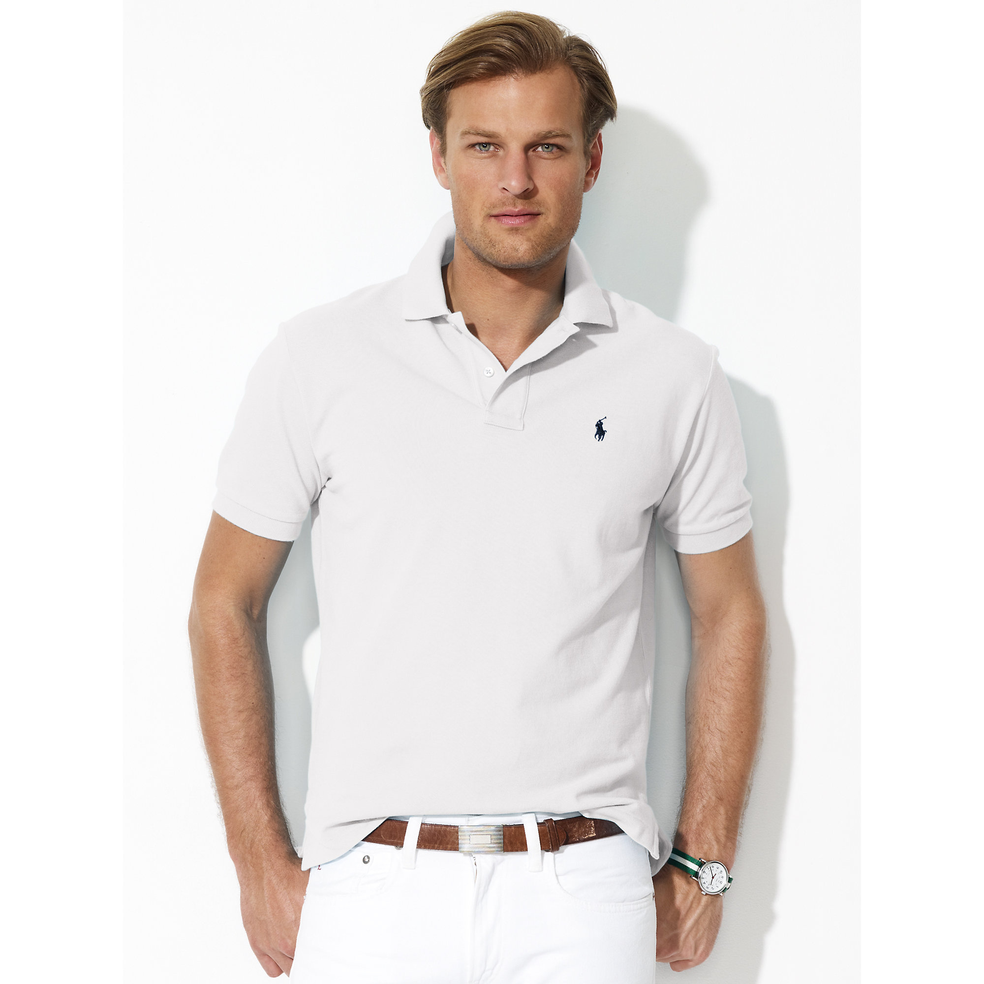 Polo ralph lauren Classic-fit Mesh Polo in White for Men | Lyst