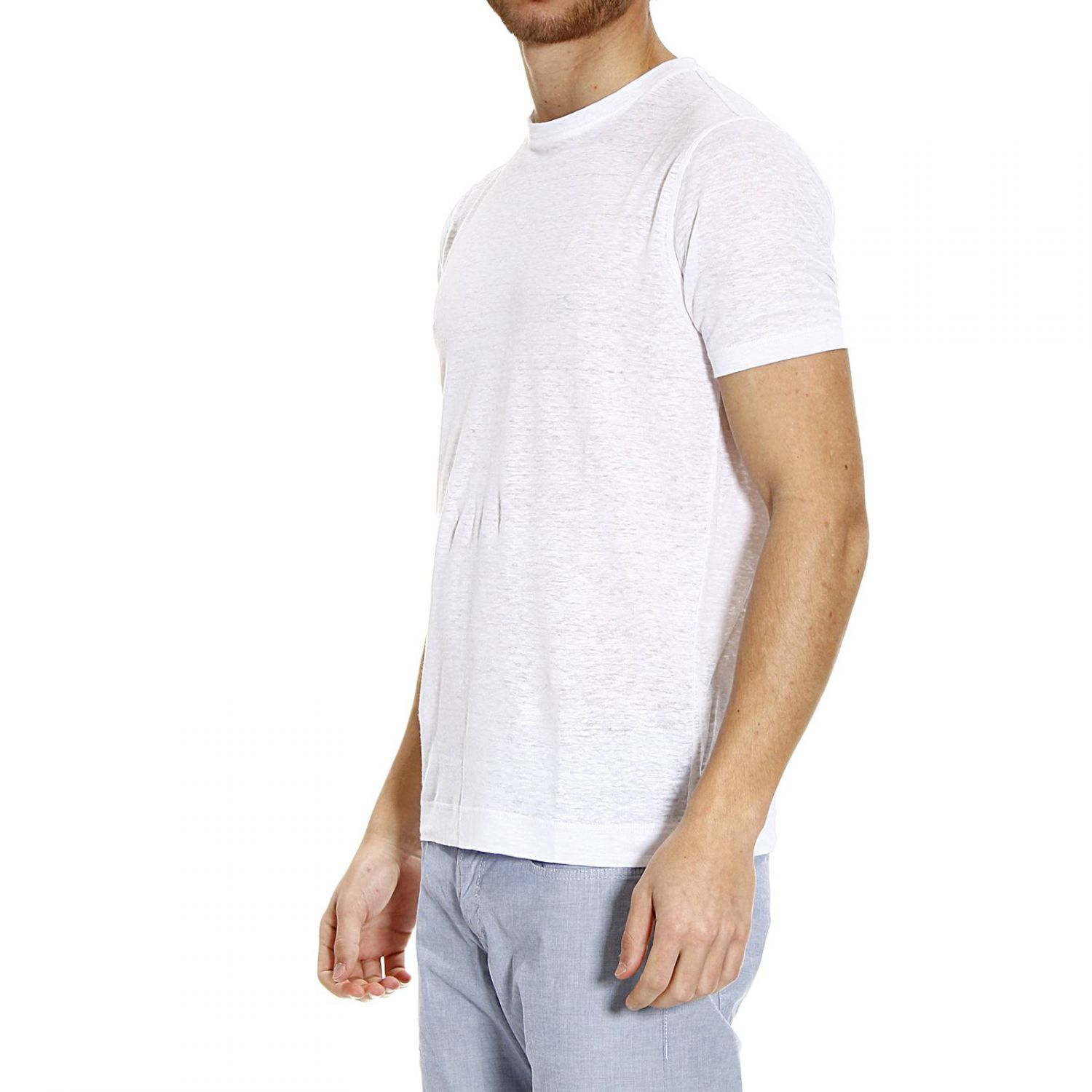 Lyst - Cruciani T-Shirt Crew-Neck Half Sleeve Linen in White for Men