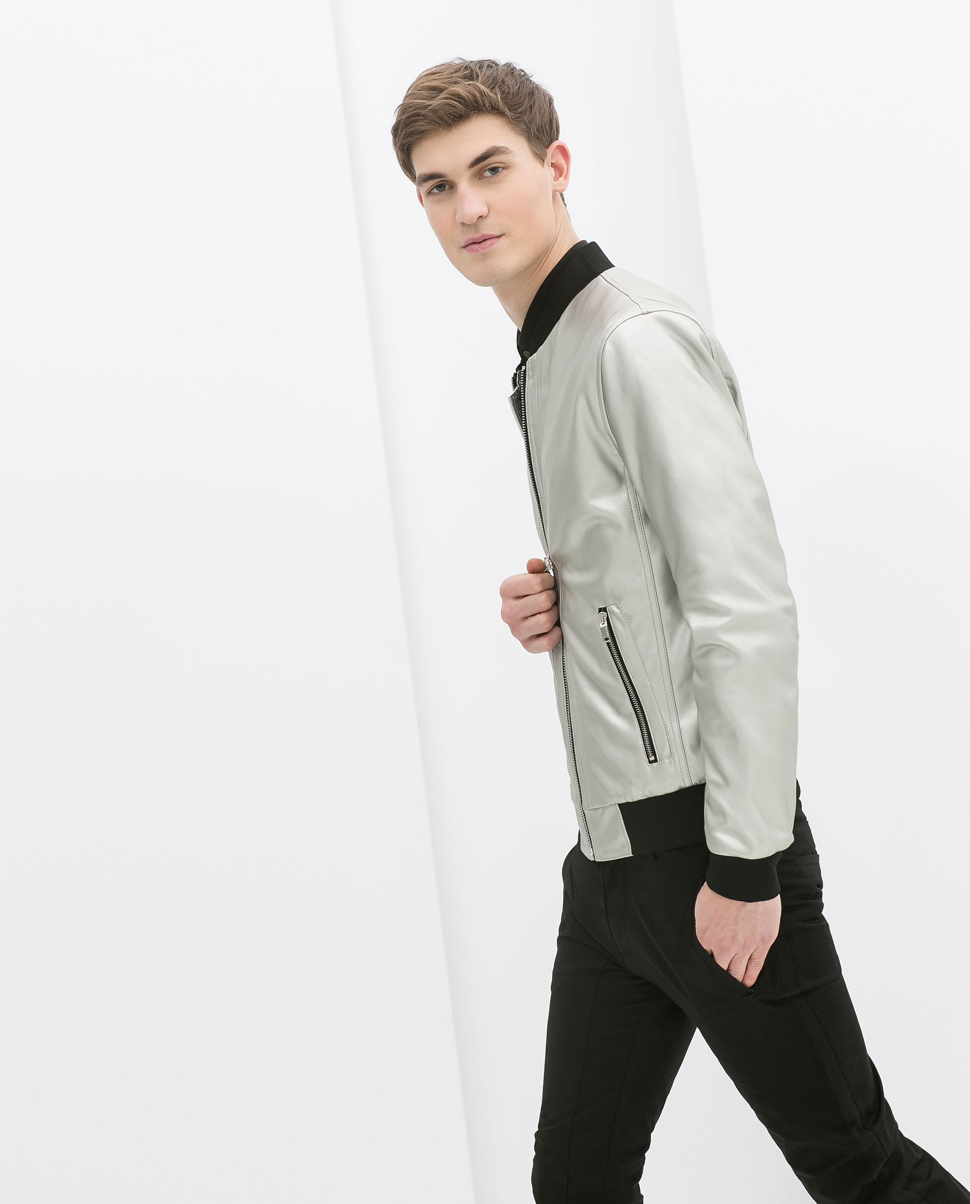 Zara Metallic Bomber Jacket in Metallic for Men | Lyst