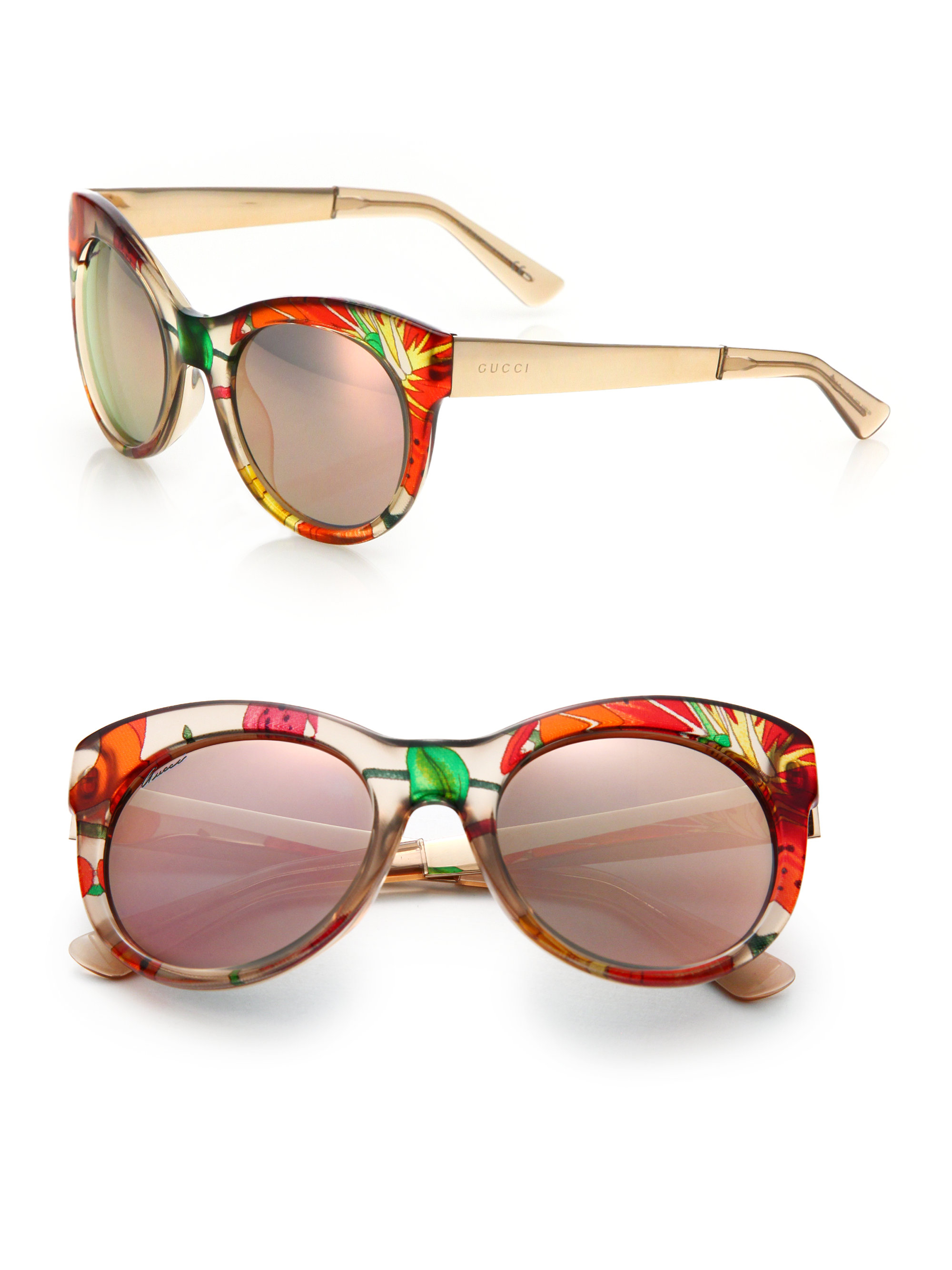 Lyst - Gucci Chunky 53mm Round Sunglasses in Orange