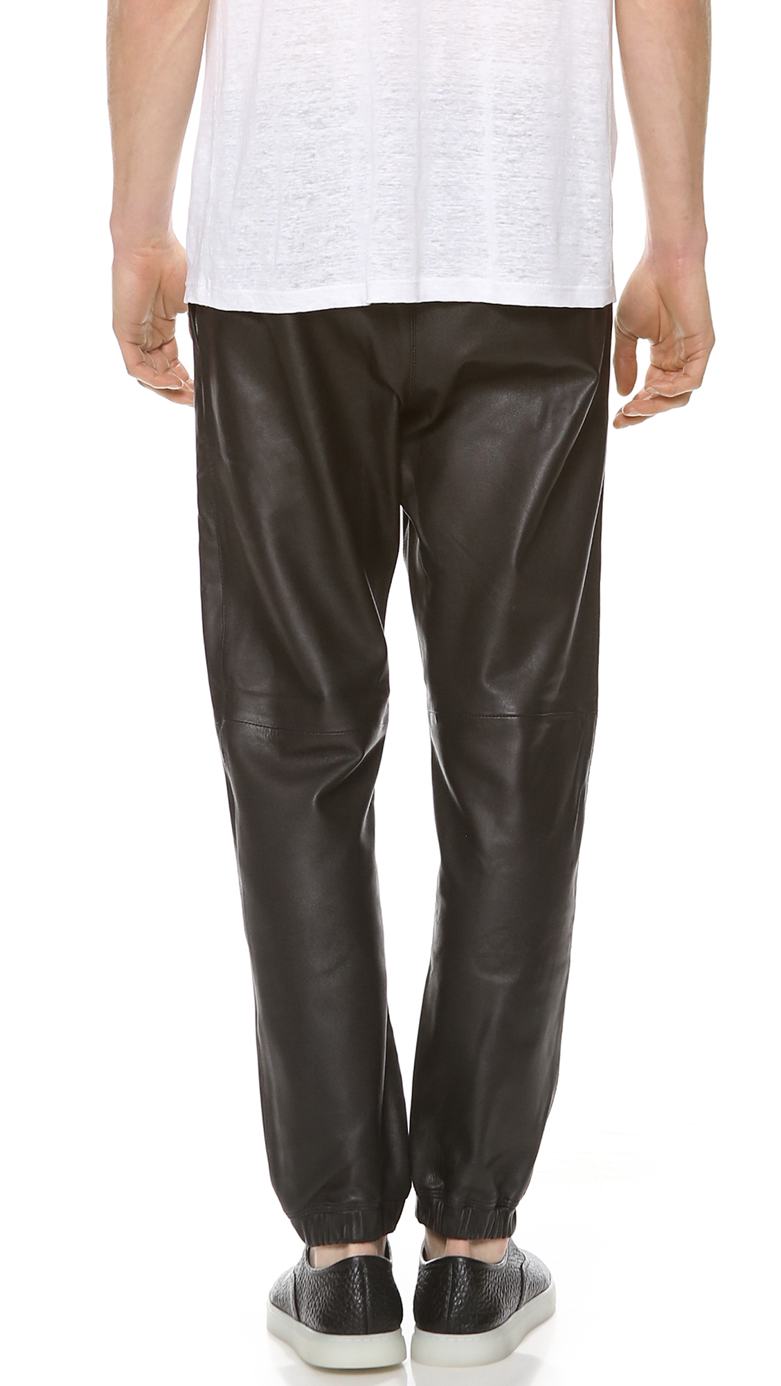 black leather sweatpants