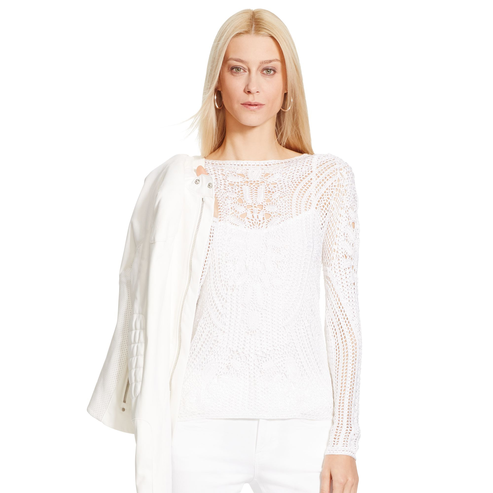 Lyst Ralph lauren black label HandCrocheted Sweater in White