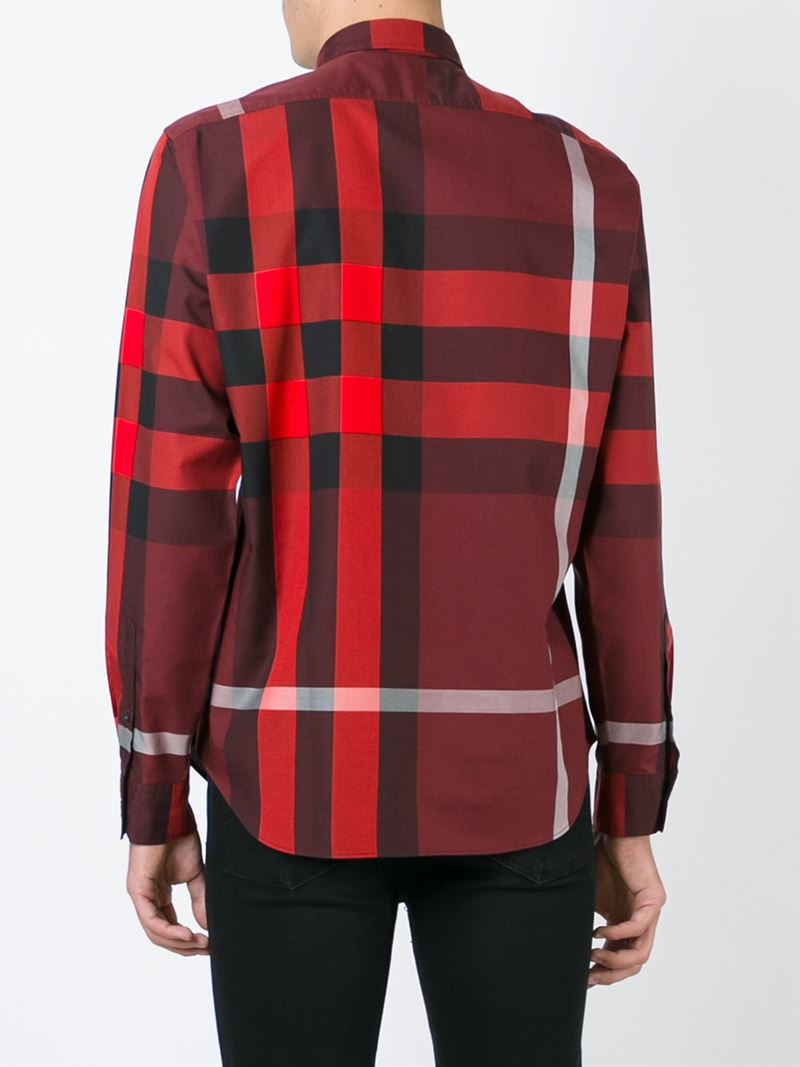 Burberry brit Checked Shirt in Red for Men | Lyst