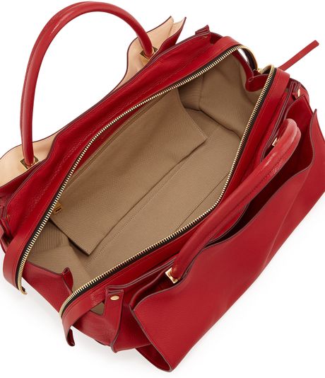 Chloé Dree Eastwest Leather Satchel Bag in Red | Lyst