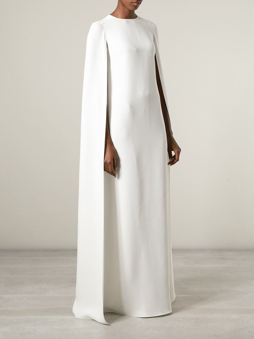 Valentino Cape-Style Evening Dress in White