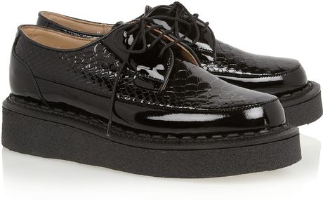 Purified + George Cox Snake-Effect Patent-Leather Creepers in Black | Lyst