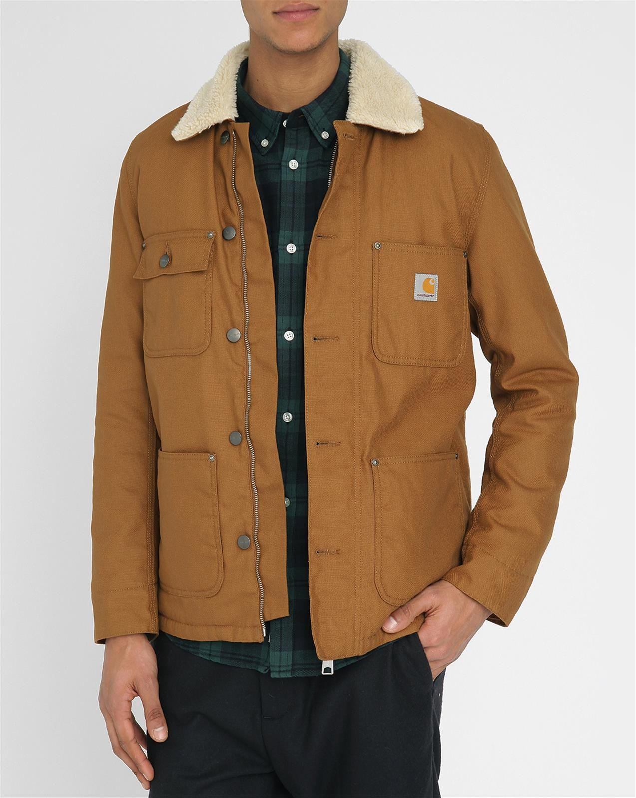 Carhartt Phenix Camel Jacket With Patch Pockets And Fur Collar in ...