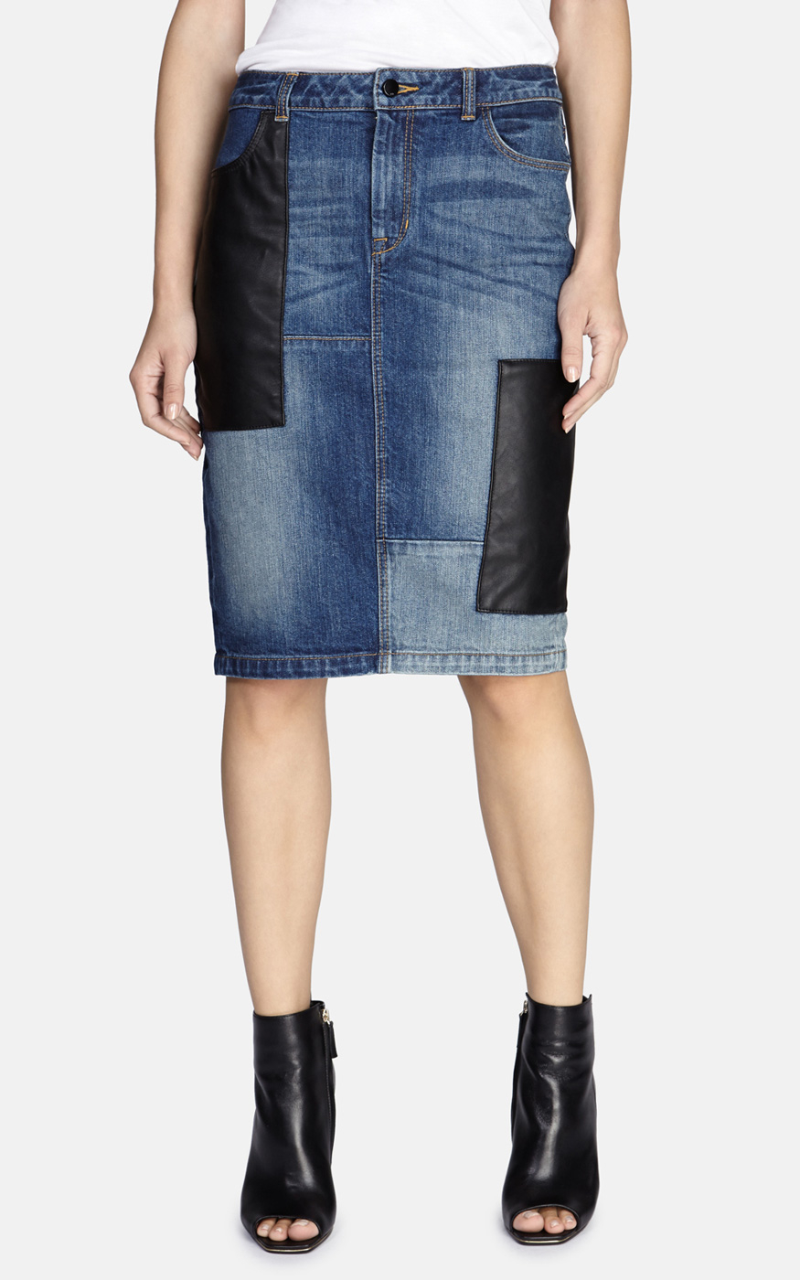 Karen millen Indigo Denim Pencil Skirt in Blue Lyst