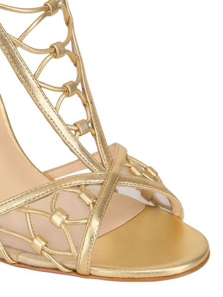 Christian Louboutin 100Mm Martha Metallic Leather Sandals in Gold | Lyst