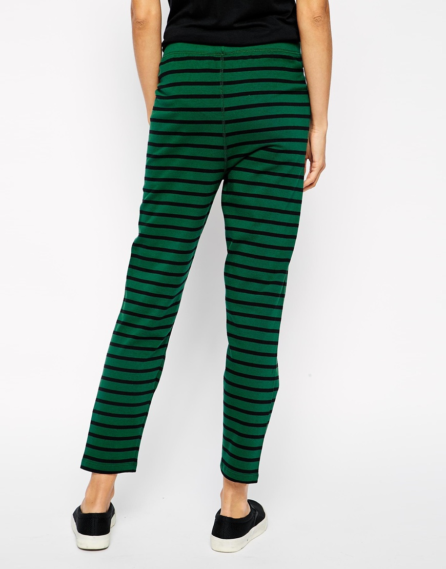 red and green striped pants