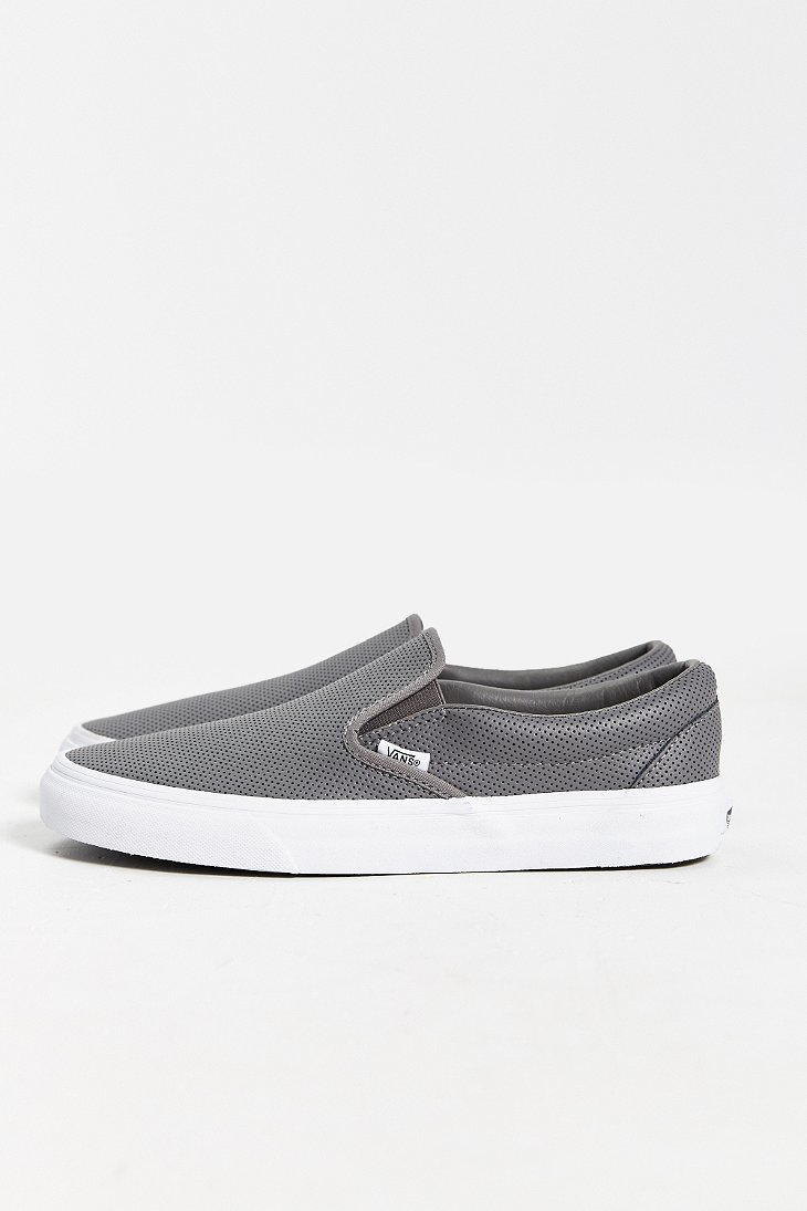 vans glacier grey leather slip ons