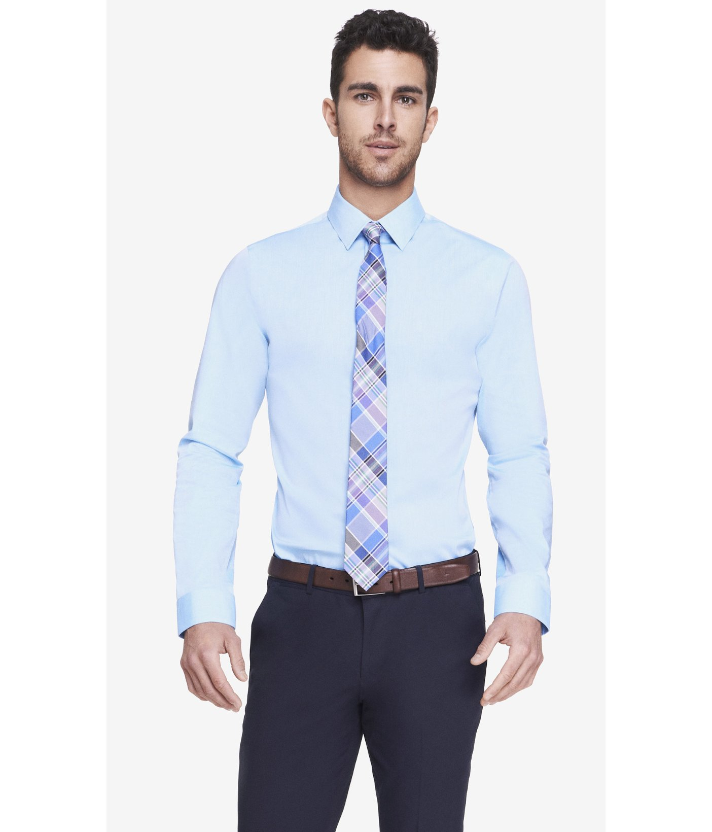 Express Tall Fitted Iridescent 1mx Shirt in Blue for Men (MASALA) | Lyst
