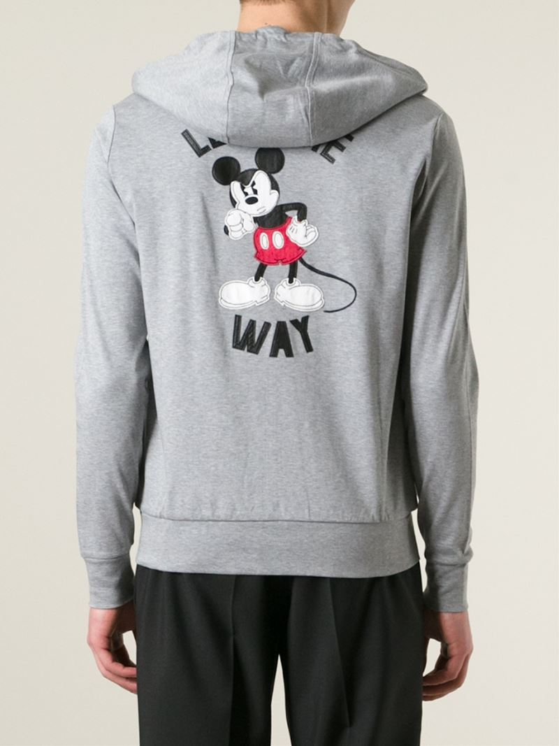 Iceberg Mickey Mouse Appliqué Hoodie in Gray for Men | Lyst