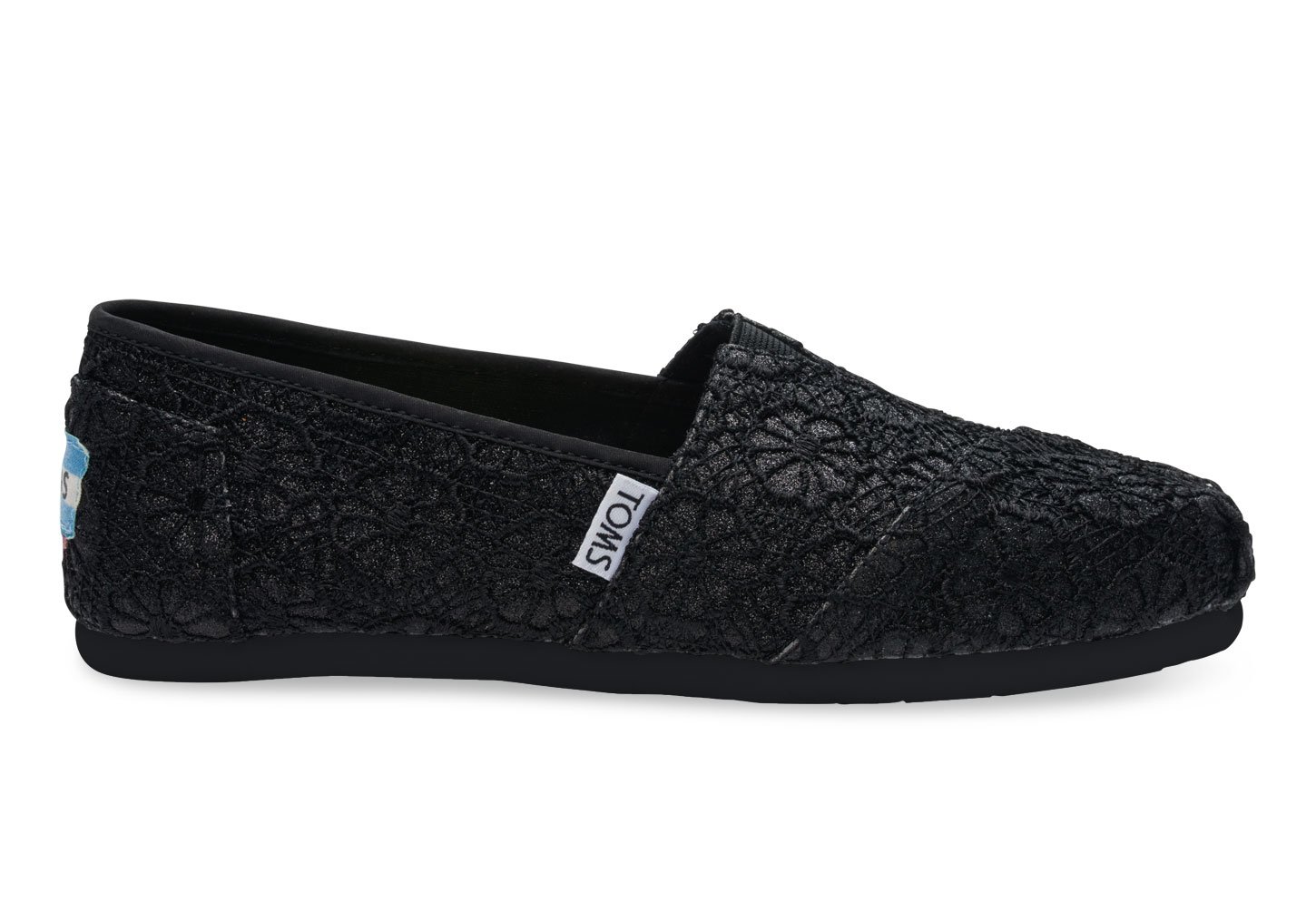 Toms Black Crochet Glitter Women's Classics in Black Lyst