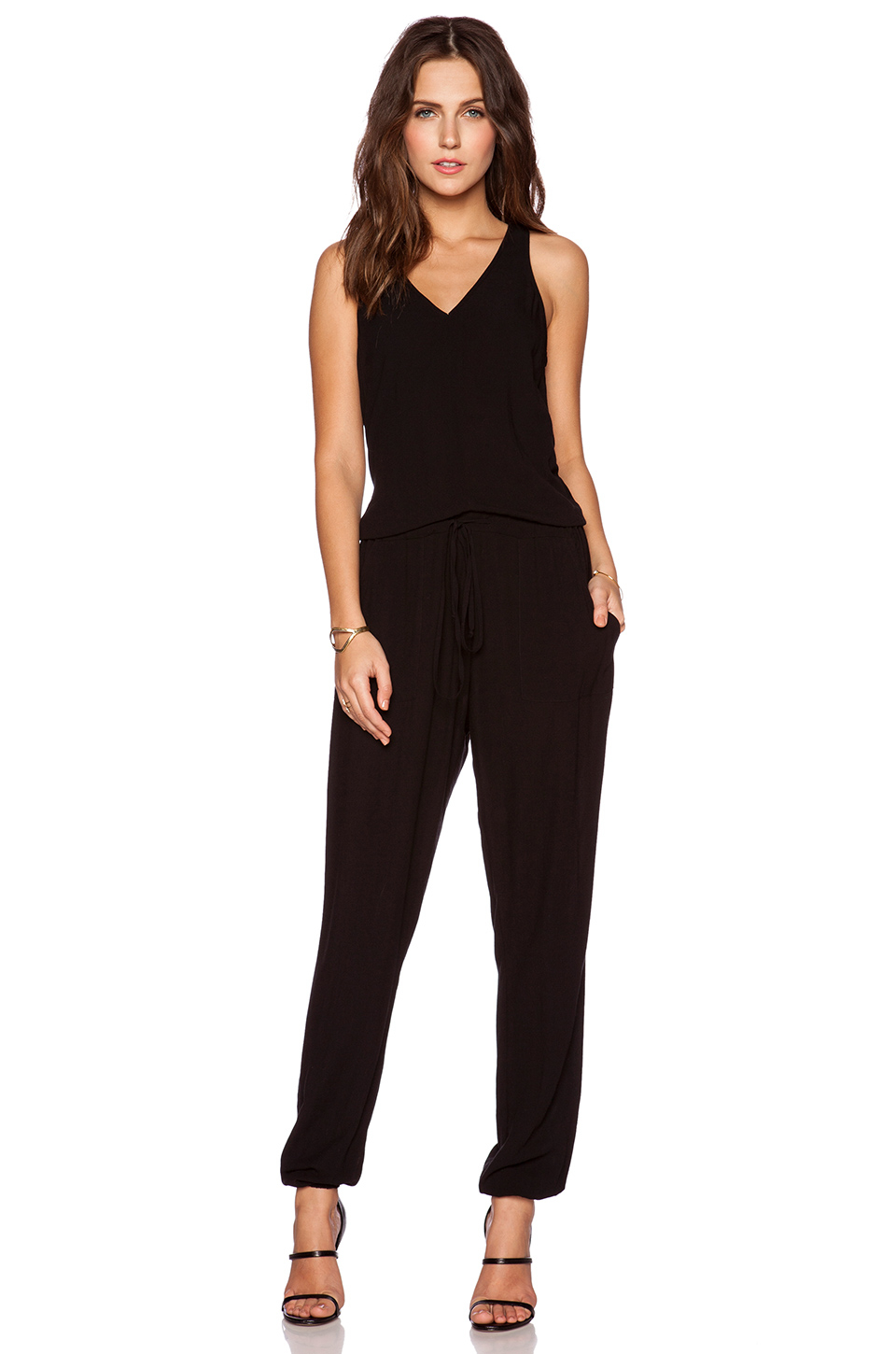 Lyst - Bella Luxx V-Neck Sleeveless Jumpsuit in Black