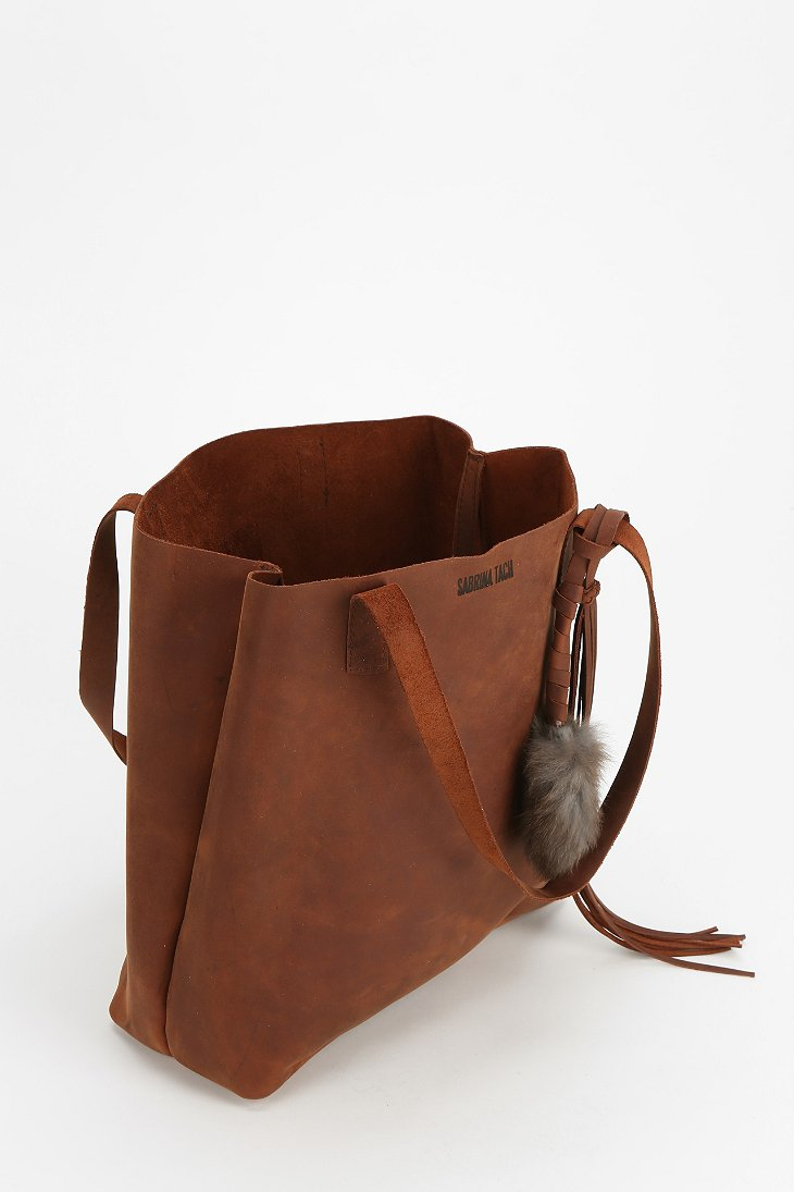 Lyst Sabrina Tach Leather Tote Bag In Brown Gallery